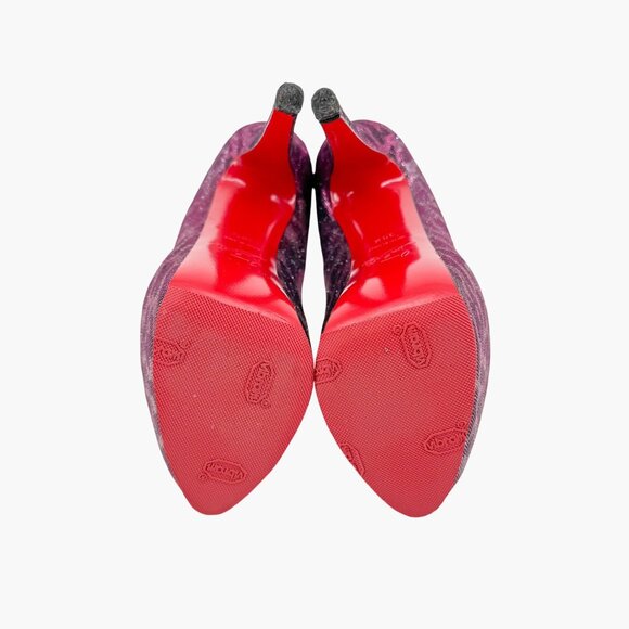 Christian Louboutin Highness 160 Platform Pumps Size 38.5 Blue Purple Leopard - Picture 12 of 13